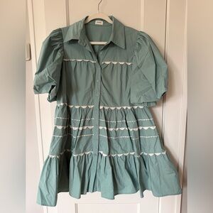 AUREUM Seafoam Green Ric Rac Mini Dress
